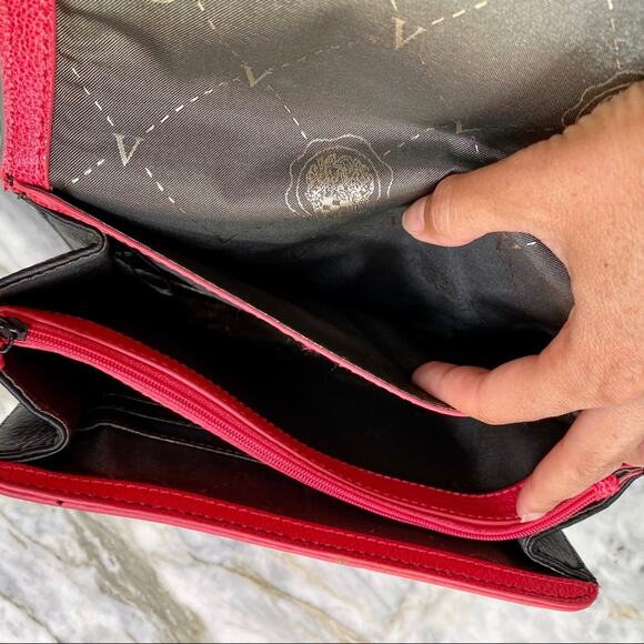 Vince Camuto "Geri" Leather Colorblock Crossbody Purse in Pink Black Grey - Picture 11 of 13